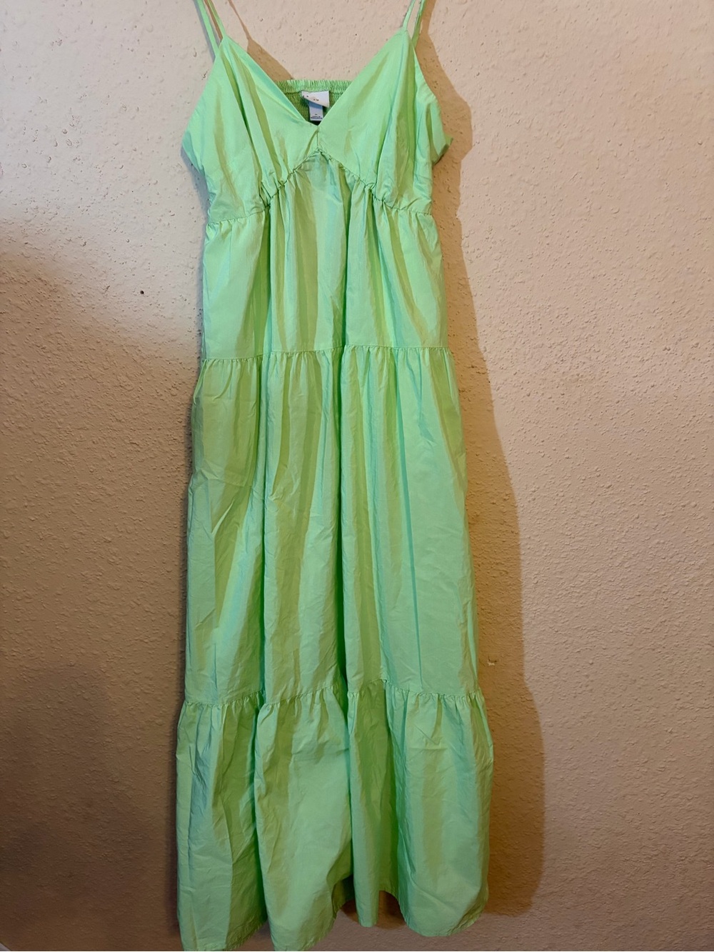 a new day Neon Lime Spaghetti-Strap Tiered Maxi Dress